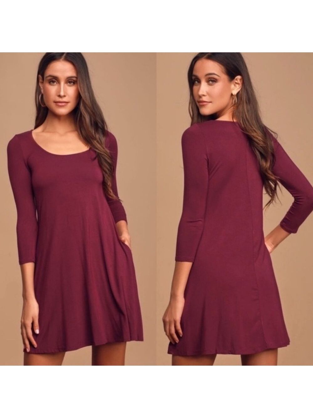 Lulus Twirl Power Wine Red Swing Dress Size M